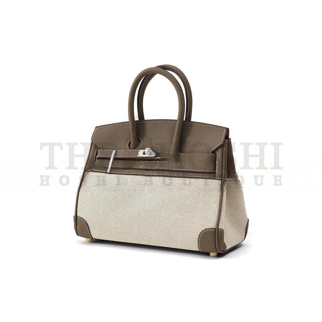 H**me5 BIRKIN 35 TOILE TAUPE CLEMENCE LEATHER BAG 30013032 (35*24*18cm) Master Quality